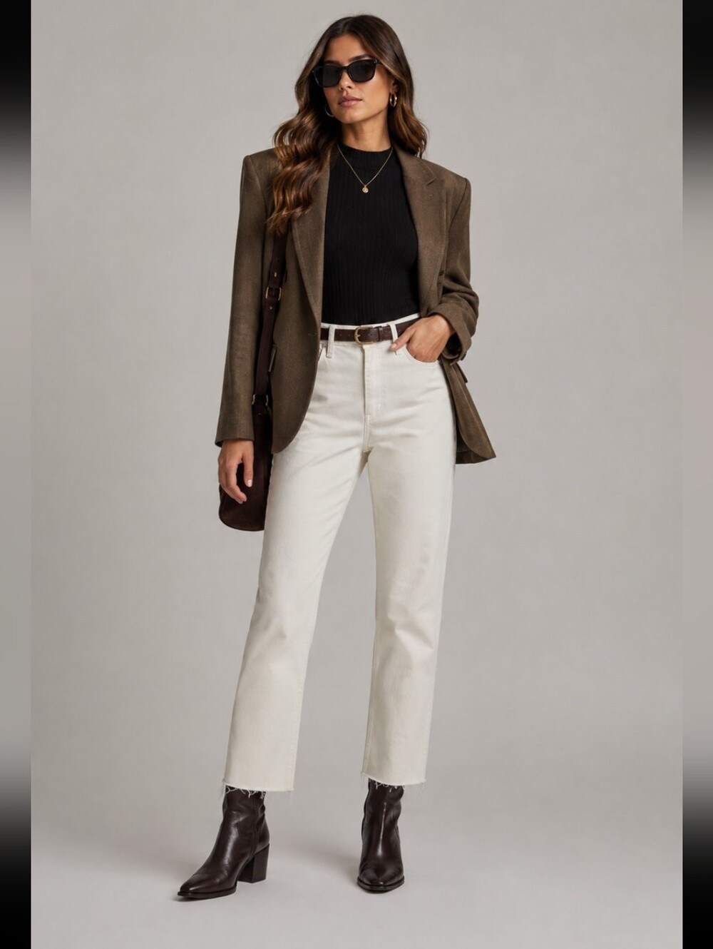 rag & bone Cream High-Rise Cropped Straight Jeans